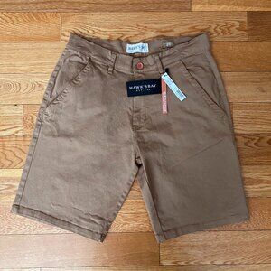 Hawk's Bay USA Mens Flex Cotton Shorts Khaki Chino Stretch Twill Size 28 NWT